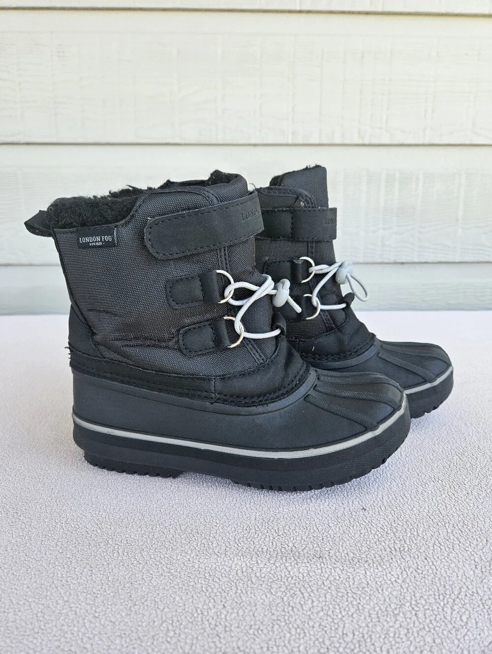 London Fog Oxford Snow Winter Boot Toddler SZ 13 Black Waterproof Hook & Loop
